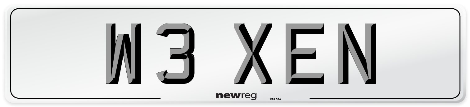 W3 XEN Number Plate from New Reg